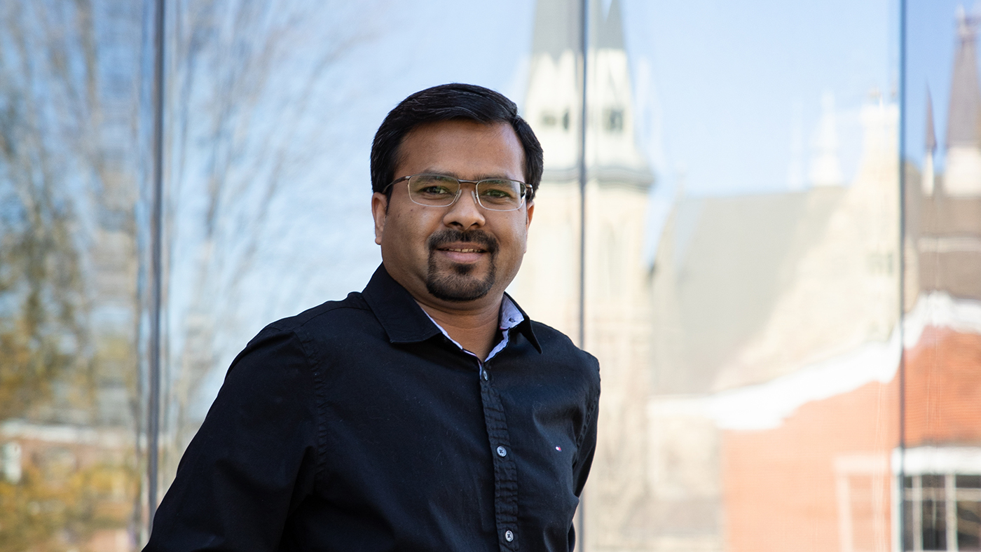 Ajit Chavan outside of West Science Hall where he teaches